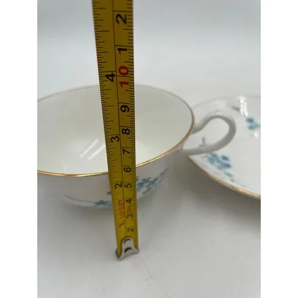 Berkshire English Bone China Blue Floral Double Handle Soup Bowl & Saucer Set - Picture 7 of 7